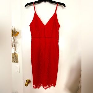 Middi red strap dress, size small, Astr
